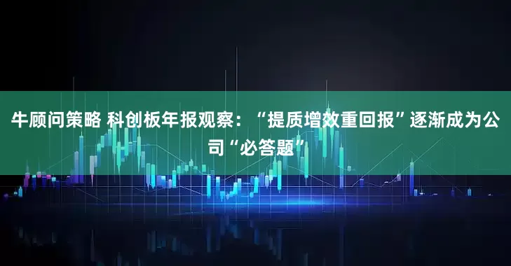 牛顾问策略 科创板年报观察：“提质增效重回报”逐渐成为公司“必答题”